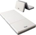 Premium dreifach faltbare Futonmatratze in Weiss-Grau, extra dicke dreilagige Urethanschaumpolsterung mit abnehmbarem Bezug 65 x 180 cm